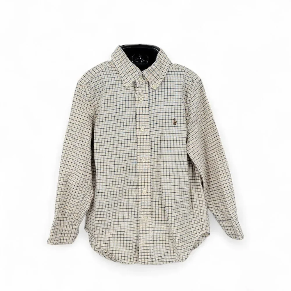 Ralph Lauren Boys Yellow Plaid Button-Down Shirt  Classic Long Sleeve
